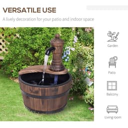 image-Outsunny Barrel Water Pump Fountain Rustic Wood Electric Water Feature Garden