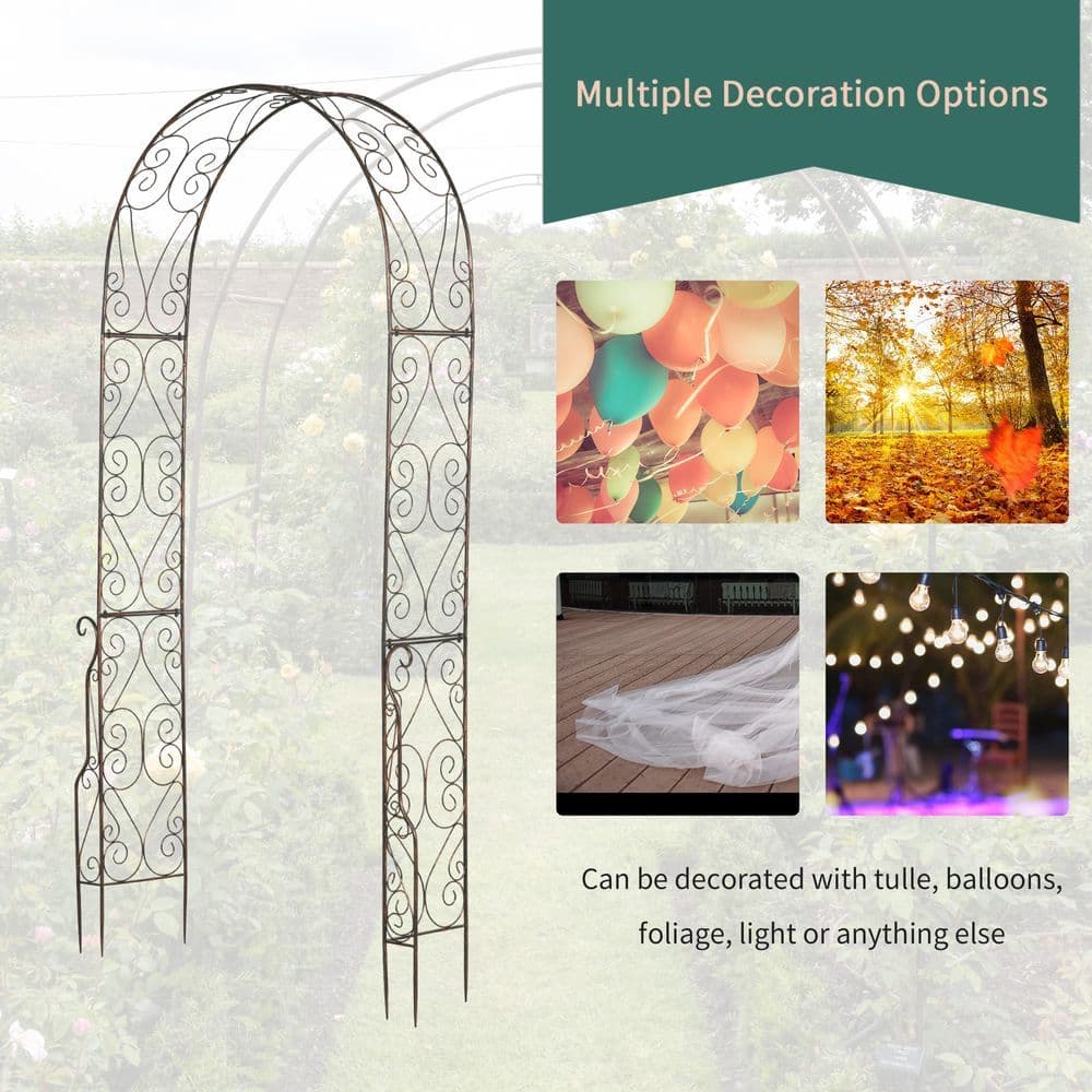 image-Outsunny Garden Arch, 226H cm, Metal Frame