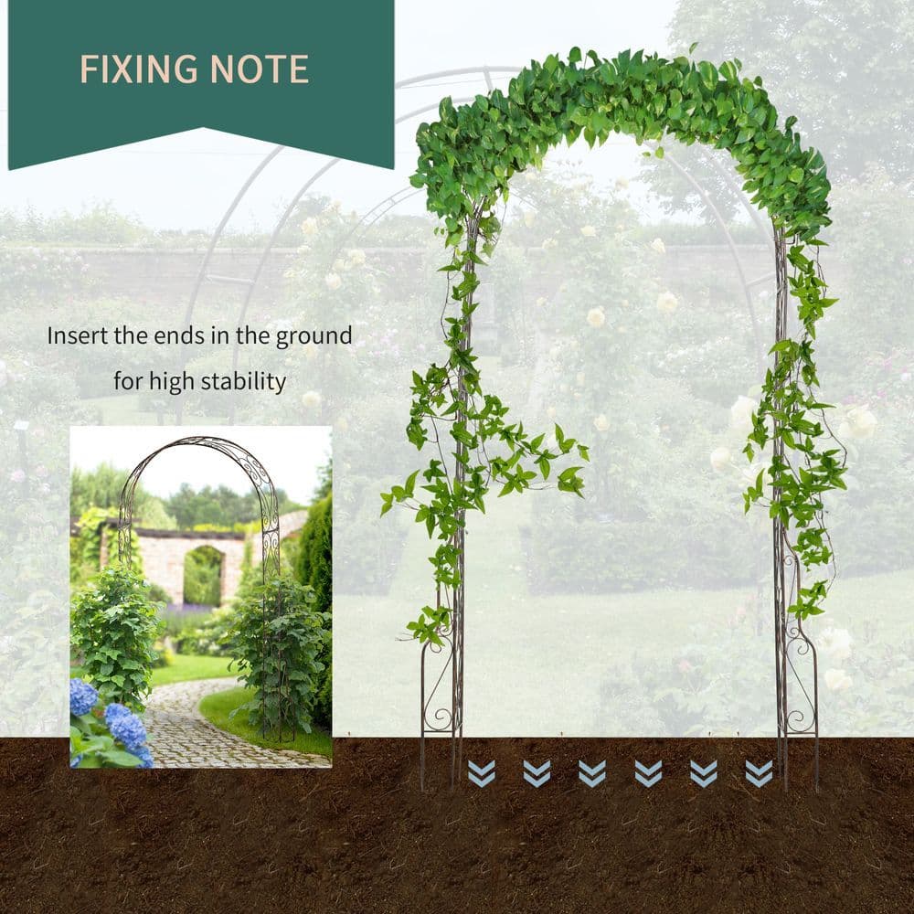 image-Outsunny Garden Arch, 226H cm, Metal Frame