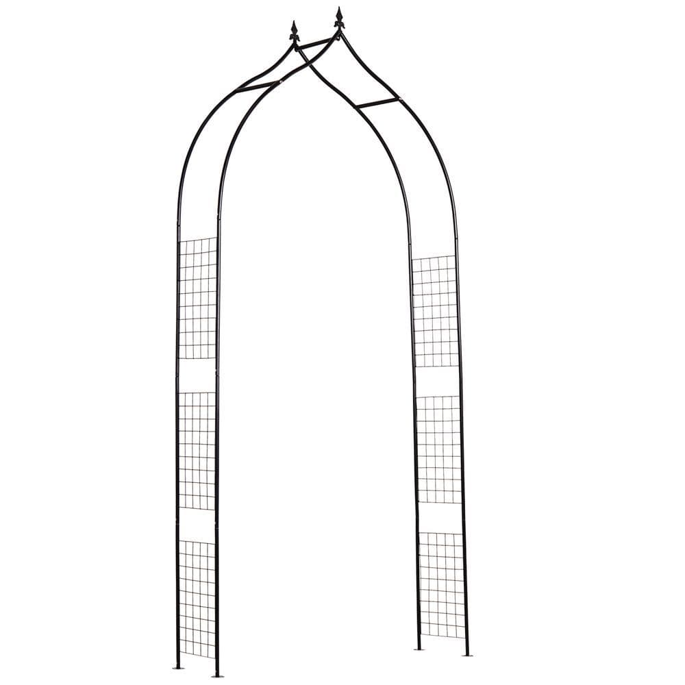 image-Steel Frame Backyard Pergola for Plants & Trellis Garden Arch Black