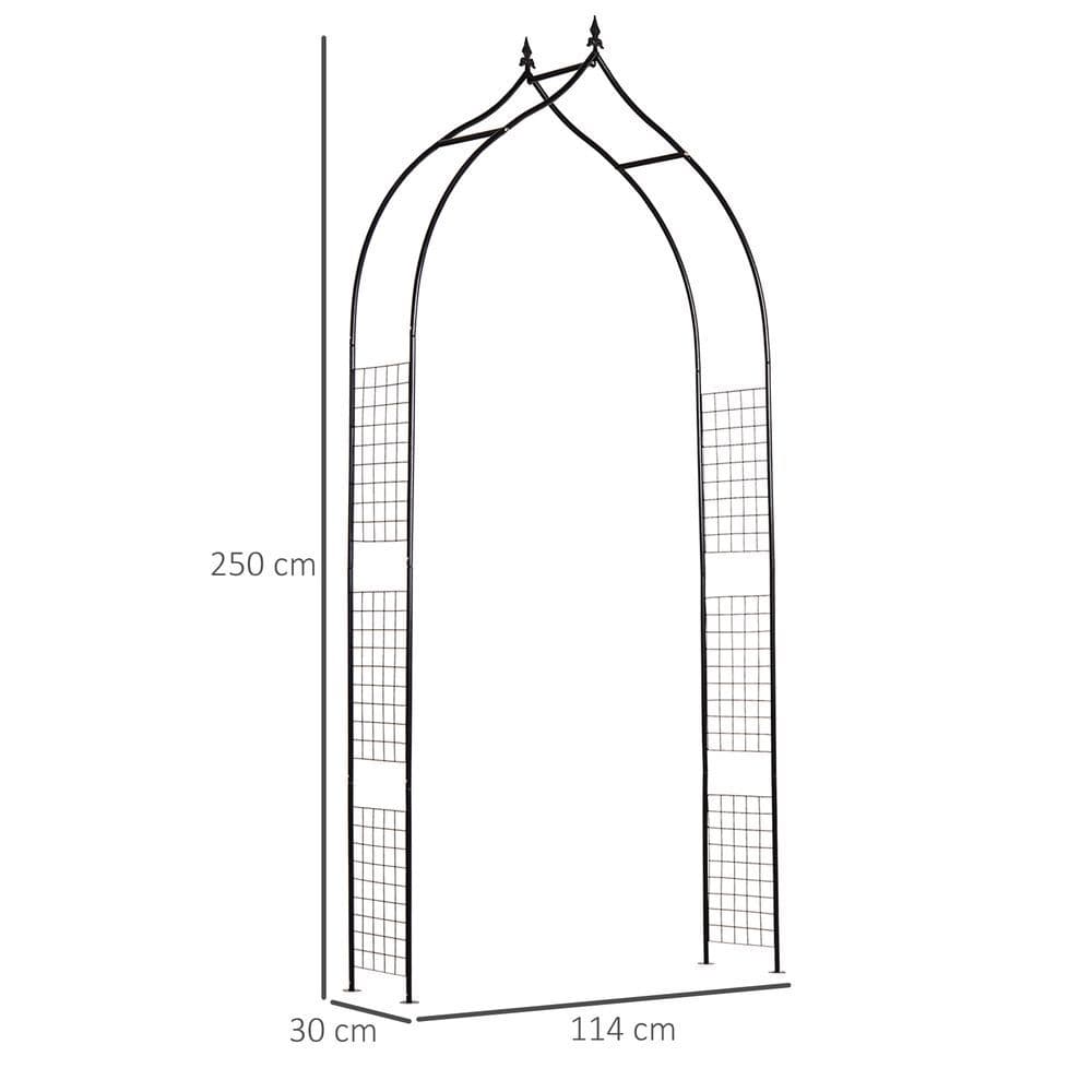 image-Steel Frame Backyard Pergola for Plants & Trellis Garden Arch Black