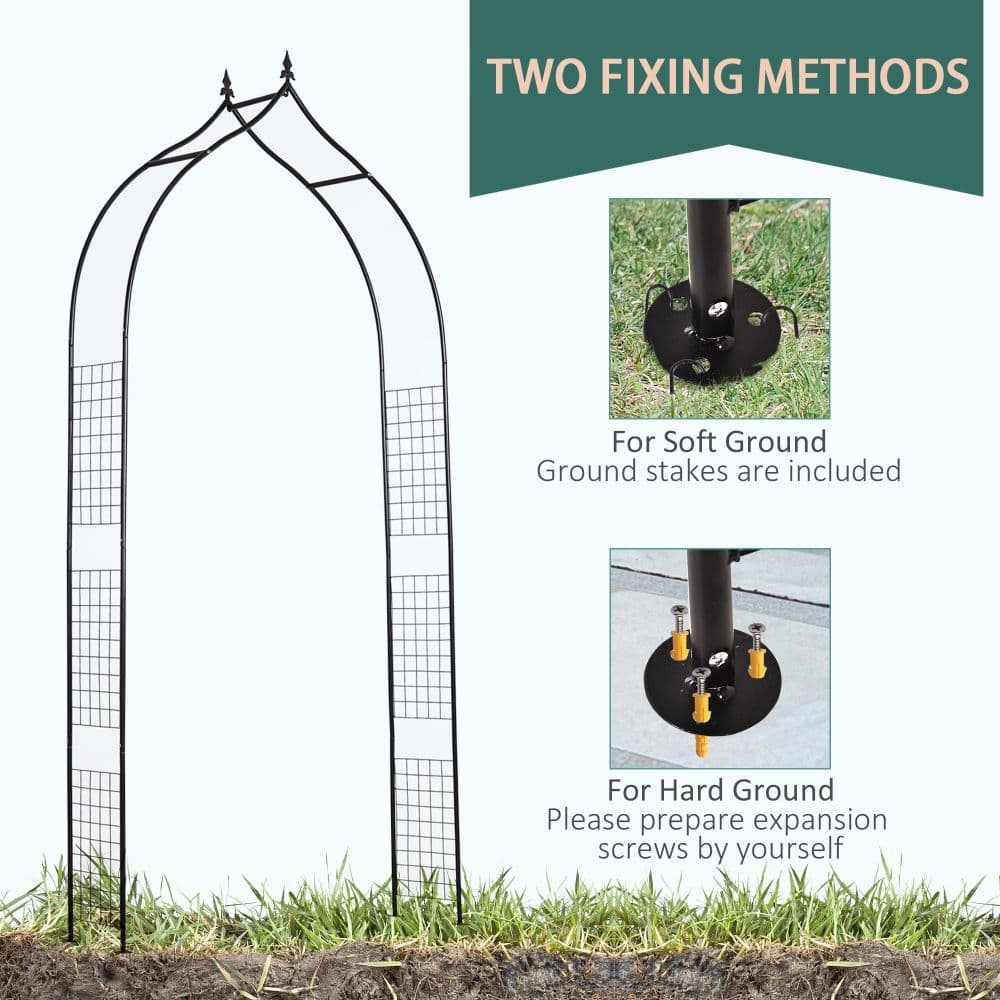 image-Steel Frame Backyard Pergola for Plants & Trellis Garden Arch Black