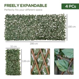 image-4Pc Expanding Trellis Fence, 2m x 1m Artificial Plant Fence, Telescopic