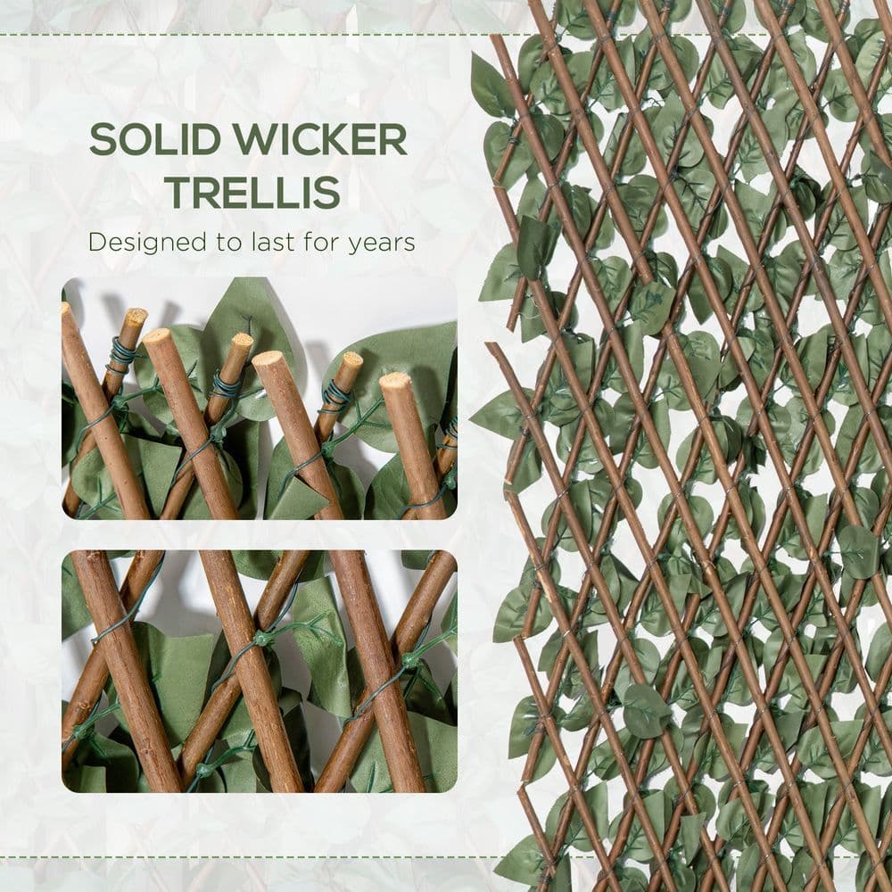 image-4Pc Expanding Trellis Fence, 2m x 1m Artificial Plant Fence, Telescopic