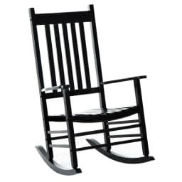 image-Outsunny Porch Rocking Chair, Poplar Wood, 69Wx86Dx115H cm-Black