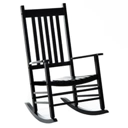 image-Outsunny Porch Rocking Chair, Poplar Wood, 69Wx86Dx115H cm-Black