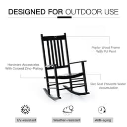 image-Outsunny Porch Rocking Chair, Poplar Wood, 69Wx86Dx115H cm-Black