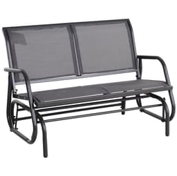 image-2-Person Glider Bench Patio Double Swing Gliding Chair Loveseat Grey Armrest