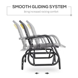 image-2-Person Glider Bench Patio Double Swing Gliding Chair Loveseat Grey Armrest