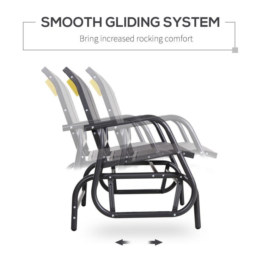 image-2-Person Glider Bench Patio Double Swing Gliding Chair Loveseat Grey Armrest