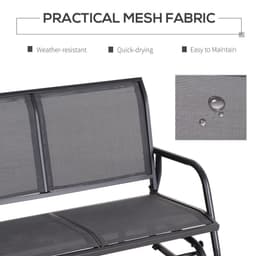 image-2-Person Glider Bench Patio Double Swing Gliding Chair Loveseat Grey Armrest