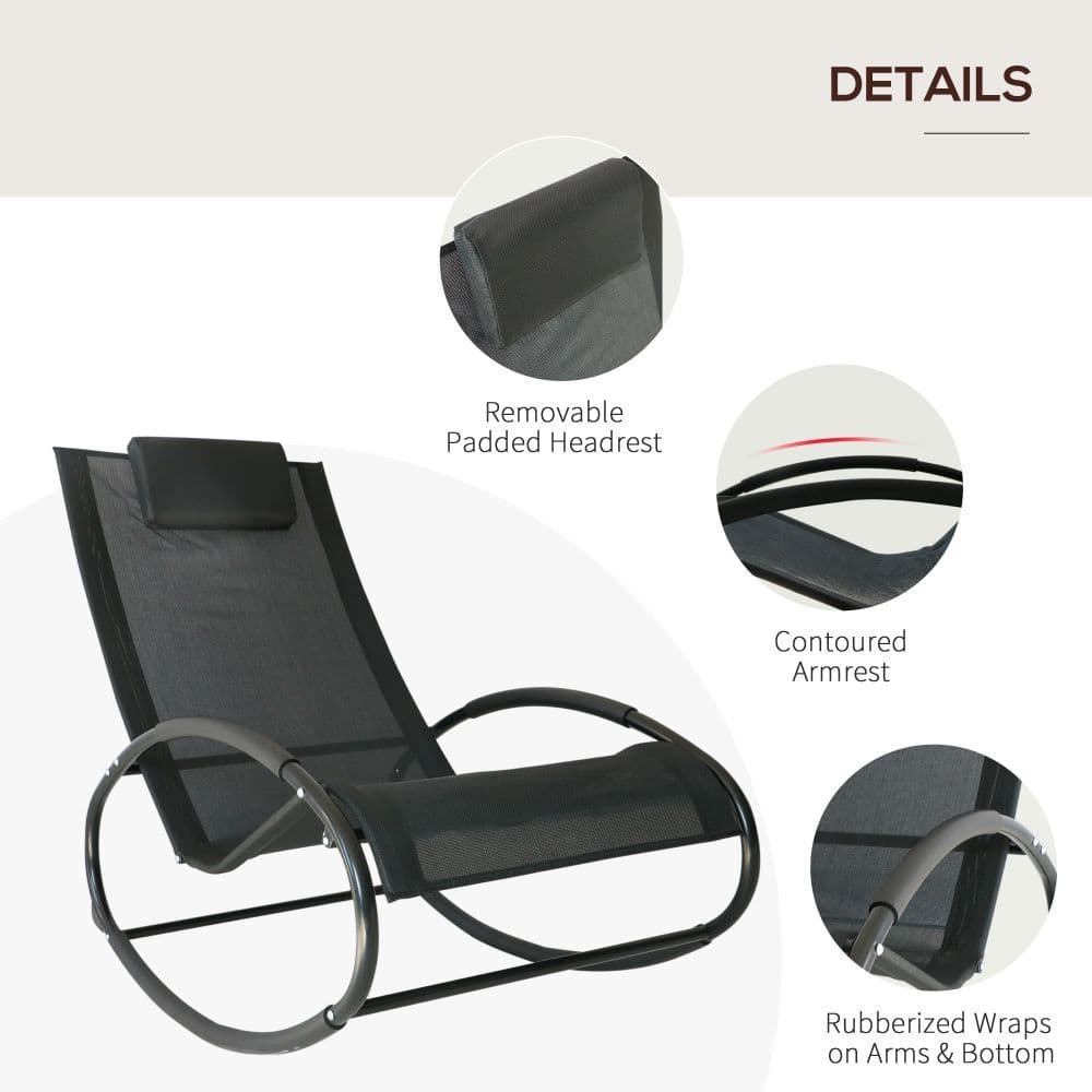 image-Outsunny Orbital Zero Gravity Rocking Chair, 88H cm
