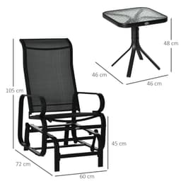 image-3 PCs Gliding Rocking Chair With Tea Table Smooth Rockers Sling Seat