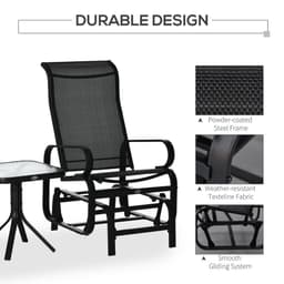 image-3 PCs Gliding Rocking Chair With Tea Table Smooth Rockers Sling Seat