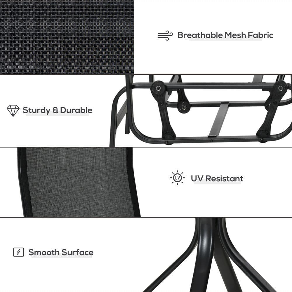 image-3 PCs Gliding Rocking Chair With Tea Table Smooth Rockers Sling Seat