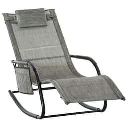 image-Breathable Mesh Rocking Chair Recliner Seat & Removable Headrest Dark Grey Sun