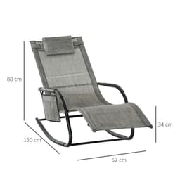 image-Breathable Mesh Rocking Chair Recliner Seat & Removable Headrest Dark Grey Sun