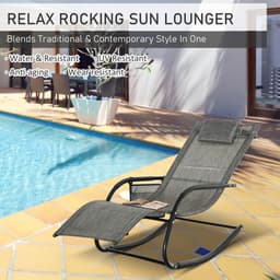 image-Breathable Mesh Rocking Chair Recliner Seat & Removable Headrest Dark Grey Sun