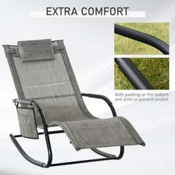 image-Breathable Mesh Rocking Chair Recliner Seat & Removable Headrest Dark Grey Sun