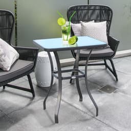image-Square Glass Bistro Table Bar Dining Kitchen Breakfast Party Table 68.5x84 cm
