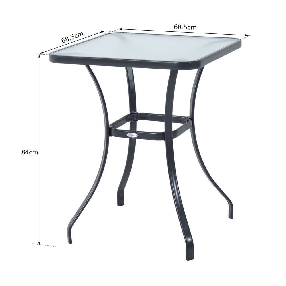 image-Square Glass Bistro Table Bar Dining Kitchen Breakfast Party Table 68.5x84 cm
