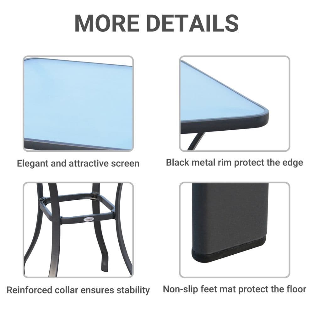 image-Square Glass Bistro Table Bar Dining Kitchen Breakfast Party Table 68.5x84 cm