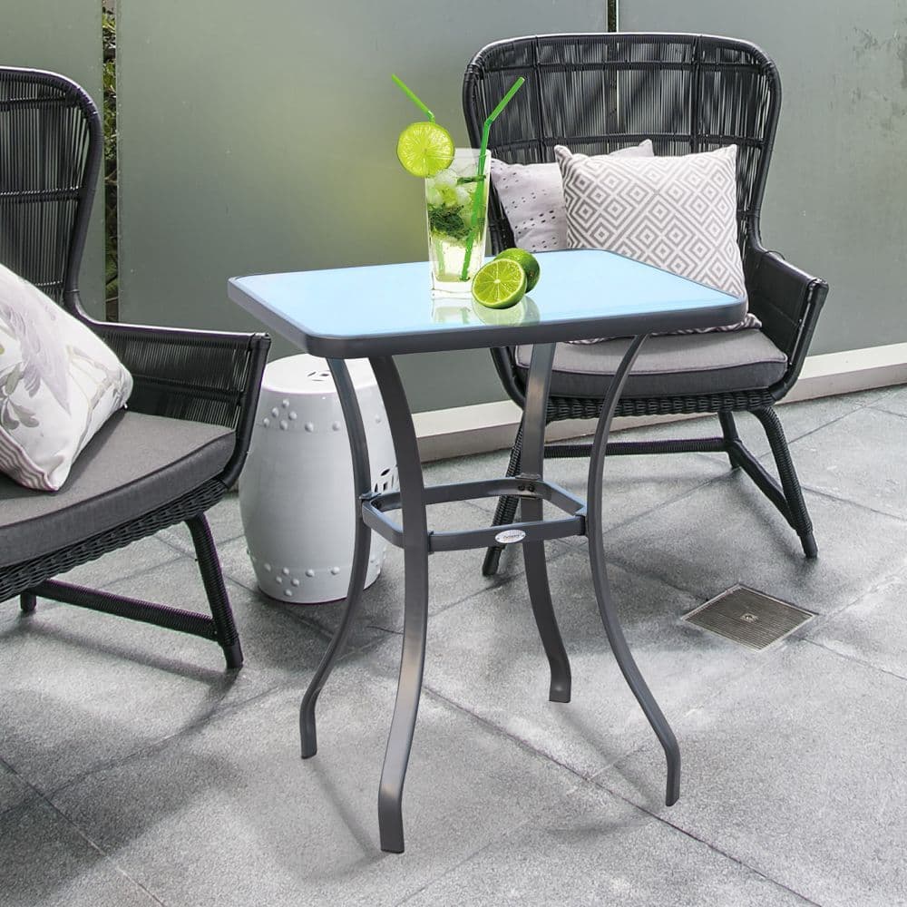image-Square Glass Bistro Table Bar Dining Kitchen Breakfast Party Table 68.5x84 cm