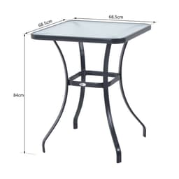image-Square Glass Bistro Table Bar Dining Kitchen Breakfast Party Table 68.5x84 cm