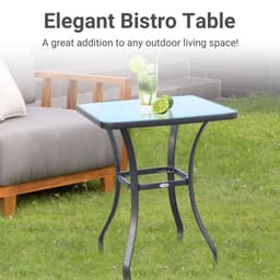 image-Square Glass Bistro Table Bar Dining Kitchen Breakfast Party Table 68.5x84 cm