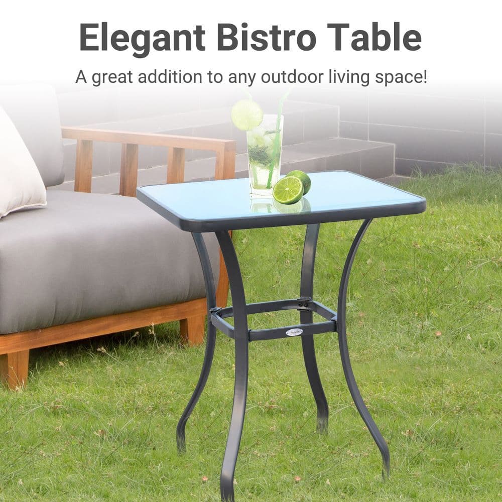 image-Square Glass Bistro Table Bar Dining Kitchen Breakfast Party Table 68.5x84 cm