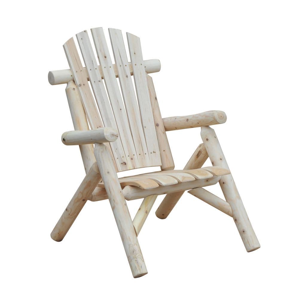 image-Wooden Adirondack Chair Fir Wood Frame, Natural Wood Chaise Reclined Bench