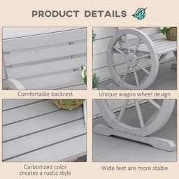 image-2 Seater Bench Armrest Chair & Wooden Cart Wagon Wheel Rustic High Back Grey