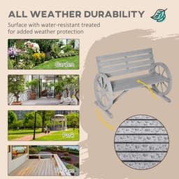 image-2 Seater Bench Armrest Chair & Wooden Cart Wagon Wheel Rustic High Back Grey