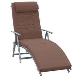 image-Outsunny Steel Frame Outdoor Garden Padded Sun Lounger w/ Pillow Brown
