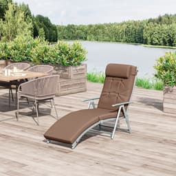 image-Outsunny Steel Frame Outdoor Garden Padded Sun Lounger w/ Pillow Brown