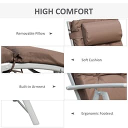 image-Outsunny Steel Frame Outdoor Garden Padded Sun Lounger w/ Pillow Brown