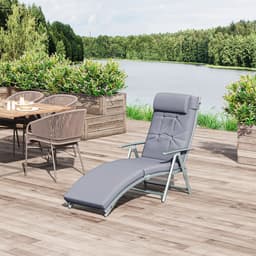 image-Outsunny Steel Frame Outdoor Garden Padded Sun Lounger w/ Pillow Grey
