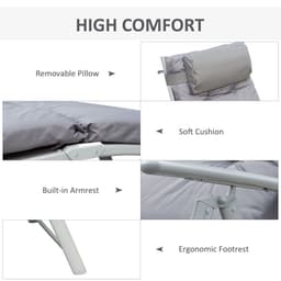 image-Outsunny Steel Frame Outdoor Garden Padded Sun Lounger w/ Pillow Grey