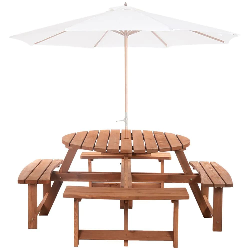 image-Outsunny 8-Seater Wooden Picnic Set-Fir Wood