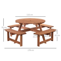 image-Outsunny 8-Seater Wooden Picnic Set-Fir Wood