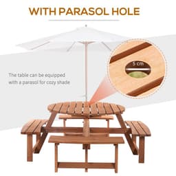 image-Outsunny 8-Seater Wooden Picnic Set-Fir Wood