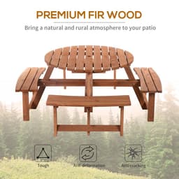 image-Outsunny 8-Seater Wooden Picnic Set-Fir Wood