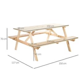 image-Outsunny 4-Seater Wooden Picnic Set-Fir Wood
