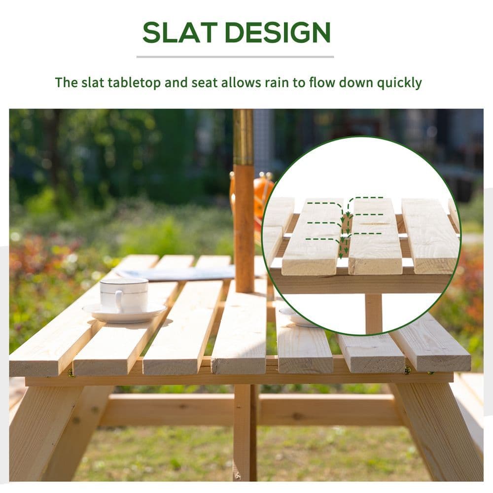 image-Outsunny 4-Seater Wooden Picnic Set-Fir Wood
