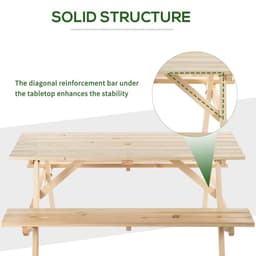 image-Outsunny 4-Seater Wooden Picnic Set-Fir Wood