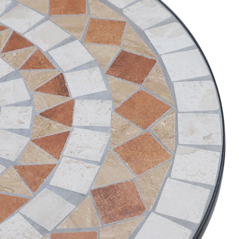 image-Outsunny Mosaic Table, ?60x71H cm-Black/Orange/White