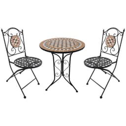image-Outsunny 3 Pcs Mosaic Bistro Table Chairs Set-Black/Orange/White