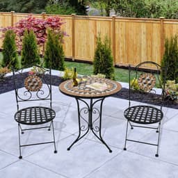 image-Outsunny 3 Pcs Mosaic Bistro Table Chairs Set-Black/Orange/White