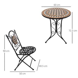 image-Outsunny 3 Pcs Mosaic Bistro Table Chairs Set-Black/Orange/White