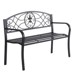 image-Outsunny Metal Frame Bench, 128Lx50Wx91H cm-Black